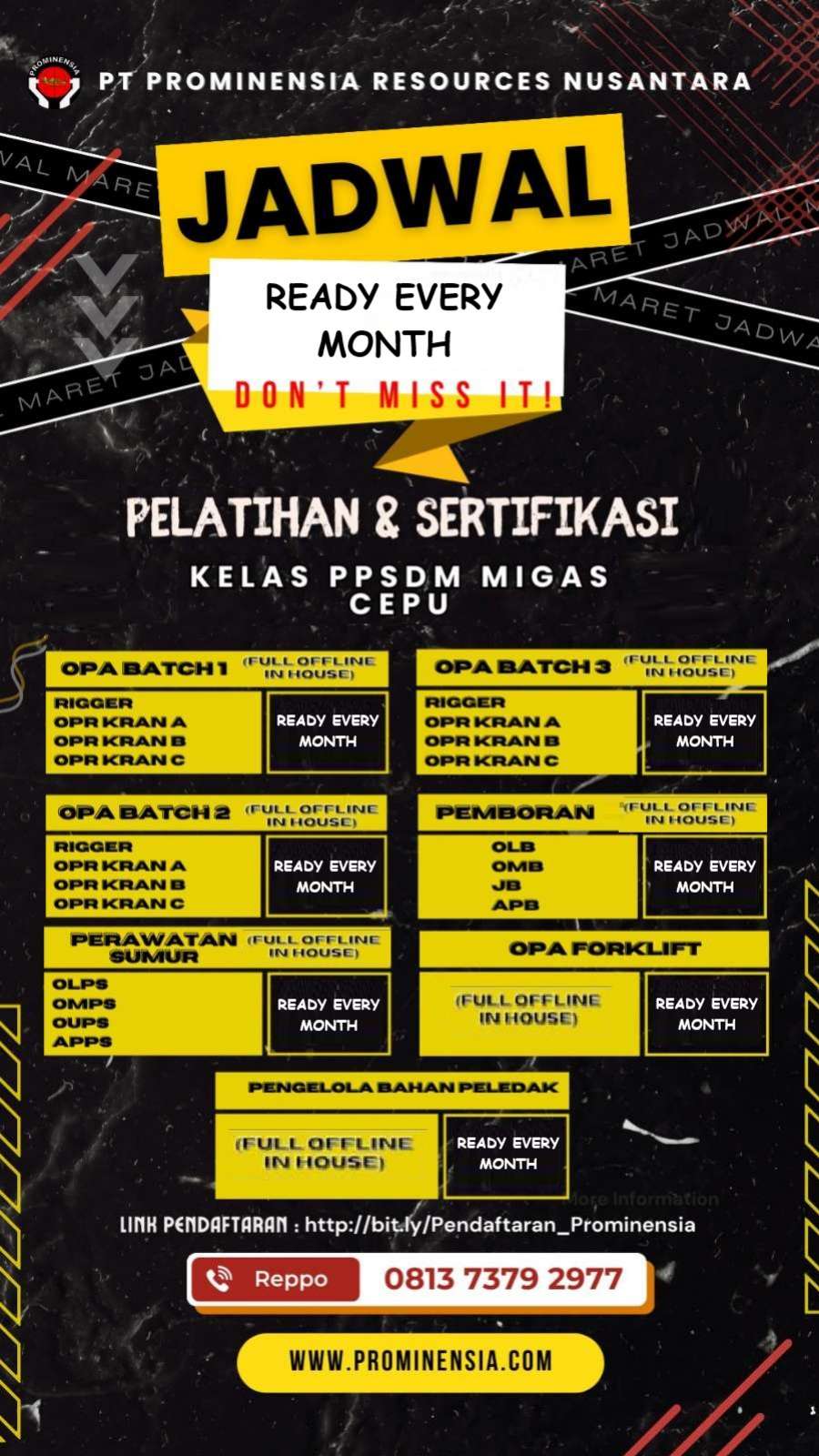 Training & Certification PPSDM CEPU (BOR, PES, OPA & RIGGER) - READY