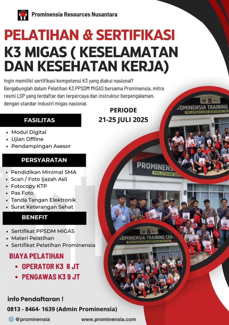 Training & Certification PPSDM Migas Cepu (K3 Migas) - Juli 2025