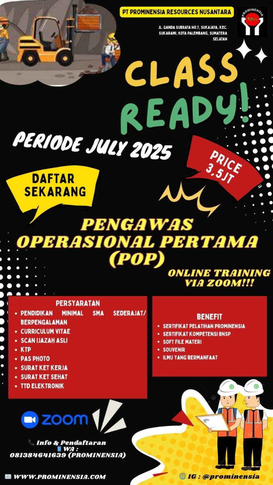 Training & Sertifikasi Pengawas Operasional Pertama (POP) Pertambangan Minerba 